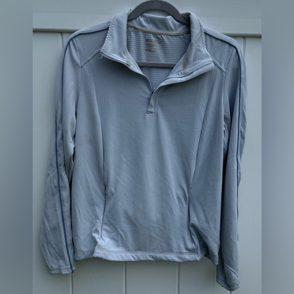 Mondetta Wonen’s Lightweight Sky Blue Quarter-Zip Pullover Shirt Size Large NWOT - Picture 12 of 14